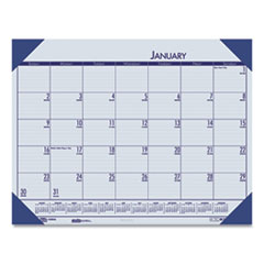 EcoTones Recycled Monthly Desk Pad Calendar, 18.5 x 13, Ocean Blue Sheets/Corners, Black Binding, 12-Month (Jan to Dec): 2024