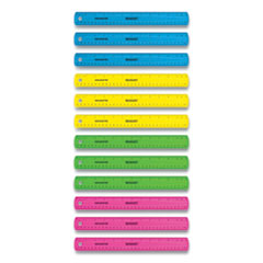 Non-Shatter Flexible Ruler, Standard/Metric, 12" (30 cm) Long, Plastic, Assorted Translucent Colors, 12/Box