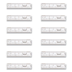 Clear Flexible Acrylic Ruler, Standard/Metric, 6" (15 cm) Long, Clear, 12/Box