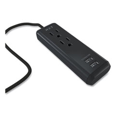 Indoor Extension Cord with USB Ports, 8 ft, 12 A, Black