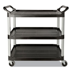 Three-Shelf Service Cart, Plastic, 3 Shelves, 200 lb Capacity, 18.63" x 33.63" x 37.75", Black