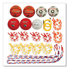 Physical Education Kit w/Seven Balls, 14 Jump Ropes, Assorted Colors