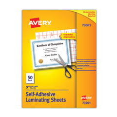 Clear Self-Adhesive Laminating Sheets, 3 mil, 9" x 12", Matte Clear, 50/Box