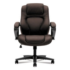 HVL402 Series Executive High-Back Chair, Supports Up to 250 lb, 17" to 21" Seat Height, Brown Seat/Back, Black Base