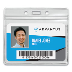 Resealable ID Badge Holders, Horizontal, Frosted 4.13" x 3.75" Holder, 3.75" x 2.62" Insert, 50/Pack