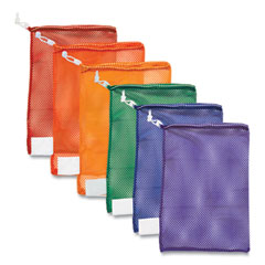 Heavy-Duty Mesh Bag, 12" x 18", Gold, Green, Orange, Purple, Royal Blue, Scarlet Red, 6/Set