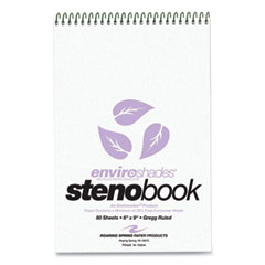 Enviroshades Steno Notepad, Gregg Rule, White Cover, 80 Orchid 6 x 9 Sheets, 4/Pack