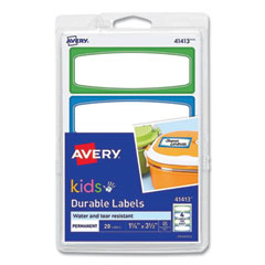 Avery Kids Handwritten Identification Labels, 3.5 x 1.25, Assorted Border Colors, 4 Labels/Sheet, 5 Sheets/Pack
