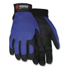 Clarino Synthetic Leather Palm Mechanics Gloves, Blue/Black, X-Large