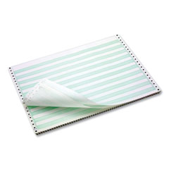 Continuous Feed Computer Paper, 1-Part, 18 lb Bond Weight, 11 x 14.88, White/Green Bar, 3,000/Carton