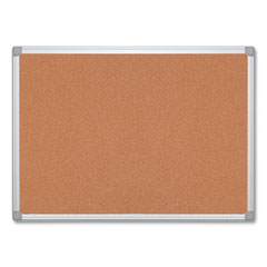 Earth Cork Board, 48 x 36, Tan Surface, Silver Aluminum Frame