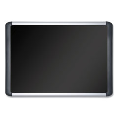 Soft-touch Bulletin Board, 72 x 48, Black Fabric Surface, Aluminum/Black Aluminum Frame