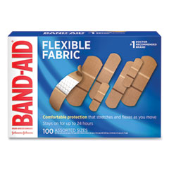 Flexible Fabric Adhesive Bandages, Assorted, 100/Box, 12 Boxes/Carton