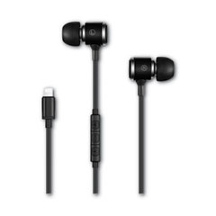 Jonagold Series Stereo Earphones with Built-In Mic and MFi Lightning Connection for Apple Devices, Black/Silver