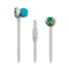Space Series KiDS Stereo Earbuds, Animated Rocket and Flying Saucer Theme, Gray/Multicolor