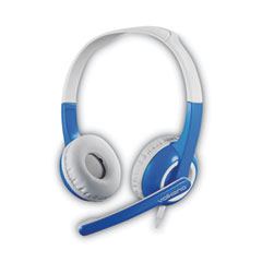 Chat Junior Series Stereo Computer Headset with Animated Shark Cable-Jack Protector, Binaural, Over-the-Head, Blue/Gray