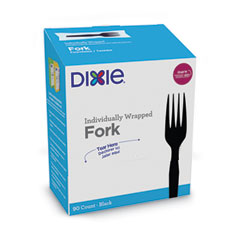 Grab�N Go Wrapped Cutlery, Forks, Black, 90/Box