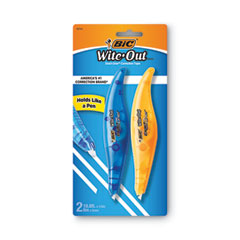 Wite-Out Brand Exact Liner Correction Tape, Non-Refillable, Blue/Orange Applicators, 0.2" x 236", 2/Pack