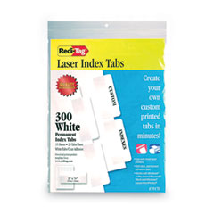 Laser Printable Index Tabs, 1/5-Cut, White, 2" Wide, 300/Pack