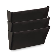 Wall File Pockets, 3 Sections, Letter Size,13" x 4.13" x 14.5", Black, 3/Pack