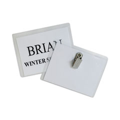 Name Badge Kits, Top Load, 4 x 3, Clear, Clip Style, 96/Box