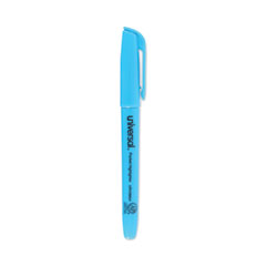 Pocket Highlighters, Fluorescent Blue Ink, Chisel Tip, Blue Barrel, Dozen