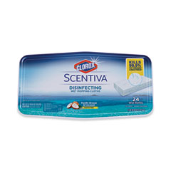 Scentiva Disinfecting Wet Mopping Cloths, Pacific Breeze and Coconut, 24/Pack