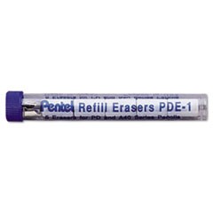 Eraser Refills for Pentel Champ, e-sharp, Jolt, Icy and Quicker Clicker Pencils, Cylindrical Rod, White, 5/Tube