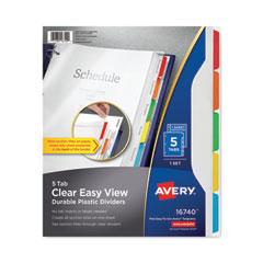 Clear Easy View Plastic Dividers with Multicolored Tabs and Sheet Protector, 5-Tab, 11 x 8.5, Clear, 1 Set