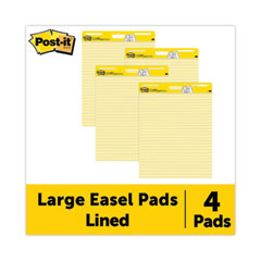 Vertical-Orientation Self-Stick Easel Pad Value Pack, Presentation Format (1.5" Rule), 25 x 30, Yellow, 30 Sheets, 4/Carton