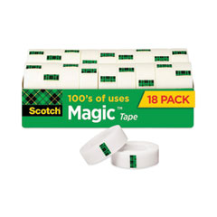 Magic Tape Cabinet Pack, 1" Core, 0.75" x 83.33 ft, Clear, 18/Pack