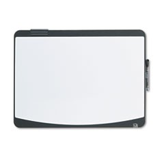 Tack and Write Board, 25.5 x 17.5, Black/White Surface, Black Plastic Frame