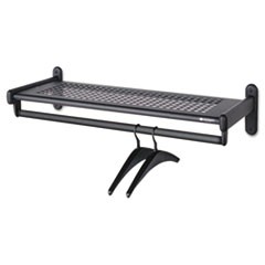 Metal Wall Shelf Rack, Powder Coated Textured Steel, 36w x 14.5d x 6h, Black