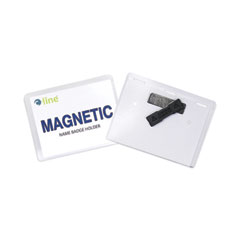 Magnetic Name Badge Holder Kit, Horizontal, 4w x 3h, Clear, 20/Box