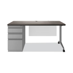 Modern Teacher Series Left Pedestal Desk, 60 x 24 x 28.75, Weathered Charcoal/Silver