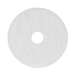 Polishing Floor Pads, 16" Diameter, White, 5/Carton