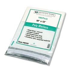 Redi-Strip Poly Mailer, #4, Square Flap with Perforated Strip, Redi-Strip Adhesive Closure, 10 x 13, White, 100/Pack