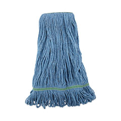 Super Loop Wet Mop Head, Cotton/Synthetic Fiber, 1" Headband, Medium Size, Blue, 12/Carton