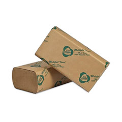 Recycled Multifold Paper Towels, 1-Ply, 9.5 x 9.5, Natural Kraft, 250/Pack, 16 Packs/Carton