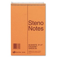 Standard Spiral Steno Book, Gregg Rule, 6 x 9, Eye-Ease Green, 60 Sheets