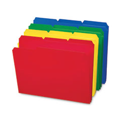 Top Tab Poly Colored File Folders, 1/3-Cut Tabs: Assorted, Letter Size, 0.75" Expansion, Assorted Colors, 24/Box