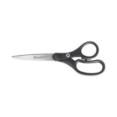 KleenEarth Basic Plastic Handle Scissors, 8" Long, 3.25" Cut Length, Black Straight Handle