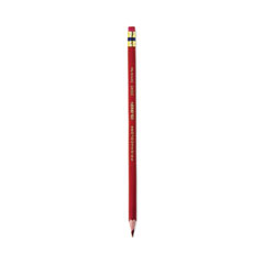 Col-Erase Pencil with Eraser, 0.7 mm, 2B, Carmine Red Lead, Carmine Red Barrel, Dozen