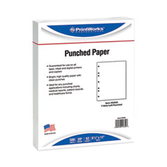 Perforated and Punched Paper, 7-Hole Punched, 20 lb Bond Weight, 8.5 x 11, White, 500/Ream