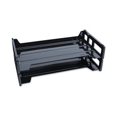 Recycled Plastic Side Load Desk Trays, 2 Sections, Legal Size Files, 16.25" x 9" x 2.75", Black