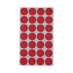 Self-Adhesive Removable Color-Coding Labels, 0.75" dia, Red, 28/Sheet, 36 Sheets/Pack