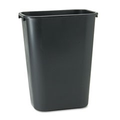 Deskside Plastic Wastebasket, Rectangular, 10.25 gal, Black