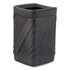 Twist Waste Receptacle with Open Top, 32 gal, Steel, Black