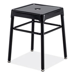 Steel GuestBistro Stool, Backless, Supports Up to 250 lb, 18" Seat Height, Black Seat, Black Base, Ships in 1-3 Business Days