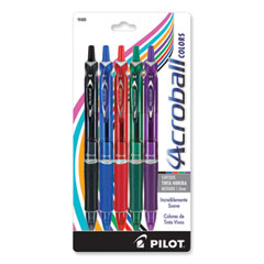 Acroball Colors Advanced Ink Hybrid Gel Pen, Retractable, Medium 1 mm, Assorted Ink and Barrel Colors, 5/Pack